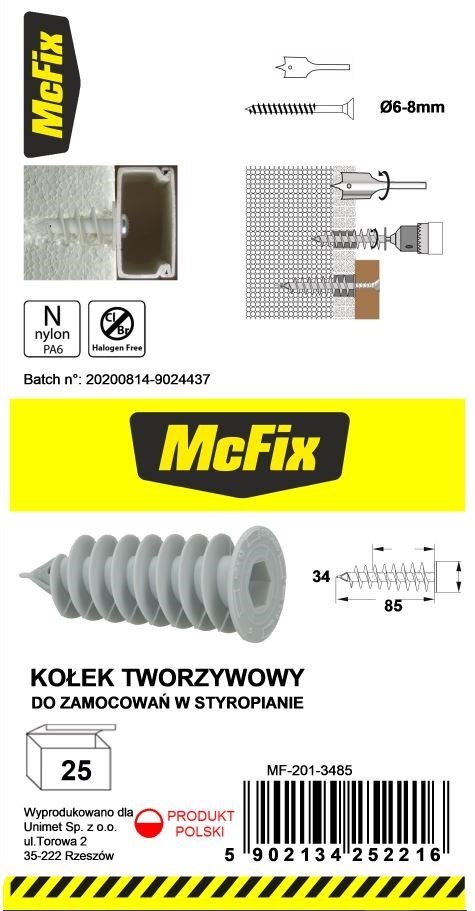 DYBEL DO MOCOWANIA W IZOLACJI 34*85MM NYLON MC FIX