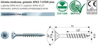 WKRĘT DO DREWNA OCYNK BIAŁY (100) TXTG 4.0*70MM WIROX MINI SPAX