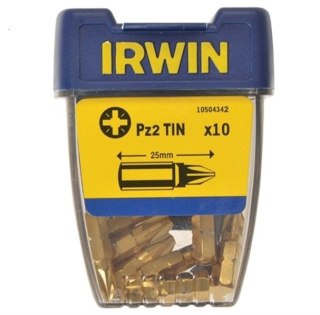 GROT TYPU POZIDRIV TIN-TYTANOWY 1/4' 25MM KOMPLET 10 SZT PZ2 IRWIN