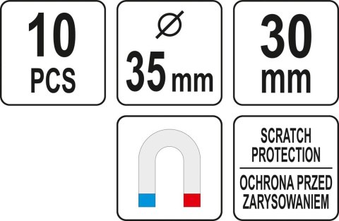 ZESTAW HACZYKÓW MAGNETYCZNYCH 10SZT. YATO