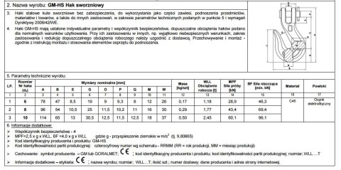 HAK SWORZNIOWY OCYNKOWANY 5/16' 1.77T 8MM UN