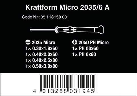 ZESTAW WKRĘTAKÓW KRAFTFORM MICRO 6SZT. WERA