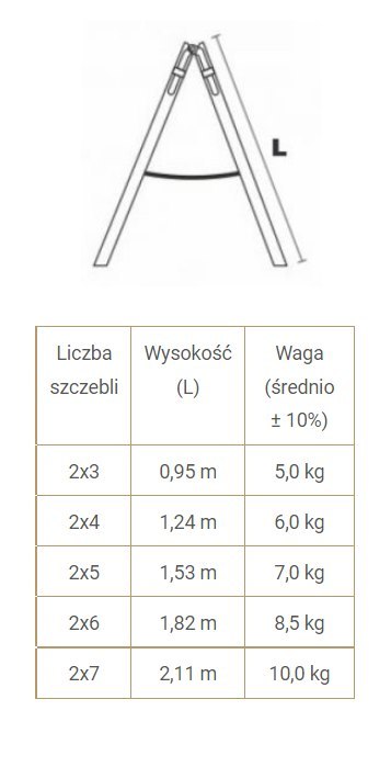 DRABINA DREWNIANA BRAKET STANDARD 2X3 SZCZEBLE 95CM BRAKET