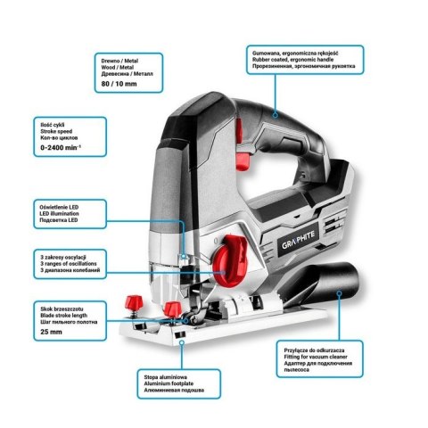 WYRZYNARKA AKUMULATOROWA ENERGY+ 18V LI-ION BEZ AKUMULATOR GRAPHITE