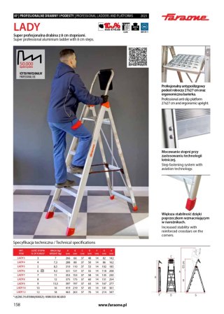 DRABINA LADY7, ALUMINIOWA PROFESJONALNA 7 STOPNI FARAONE