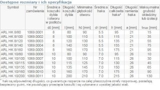 DYBEL RAMOWY Z HAKIEM KĄTOWYM ARL 10/100MM UN