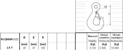 HAK Z ZABEZPIECZENIEM DIN 689 2500KG GM-HZ UN