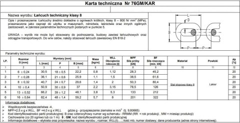 ŁAŃCUCH TECHNICZNY CZARNY 10MM G8 WLL 3.15T UN