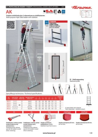 DRABINA TRZYELEMENTOWA 3X7 SZCZEBLI AK225.3 FARAONE