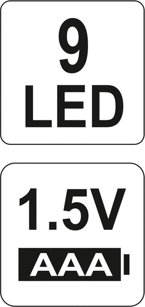 LATARKA ALUMINIOWA, 9LED, CZARNA YATO