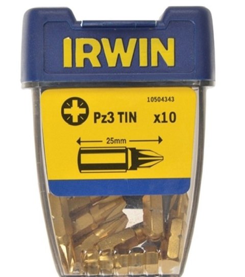 GROT TYPU POZIDRIV TIN-TYTANOWY 1/4' 25MM KOMPLET 10 SZT PZ3 IRWIN