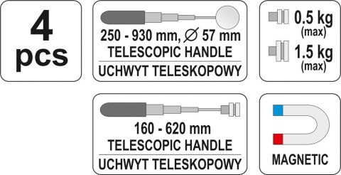 ZESTAW INSPEKCYJNY LUSTERKO + CHWYTAK YATO