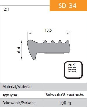 USZCZELKA SAMOPRZYLEPNA CZARNA SD-34/4-0 13.5*6.4MM MB STOMIL