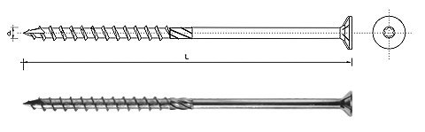 WKRĘT DO DREWNA Z ŁBEM STOŻKOWYM NA TORX 8*280MM T40 UN