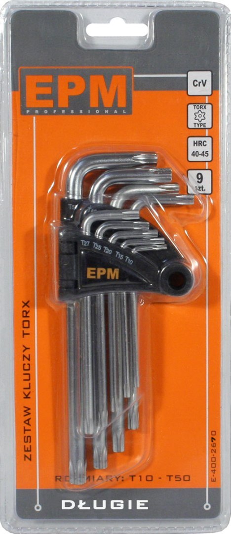 KOMPLET KLUCZY TORX TYP L T10-T50 9SZT. DŁUGIE EPM