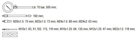 MIERNIK CIŚNIENIA SPRĘŻANIA DIESEL 16 CZĘŚCI YATO