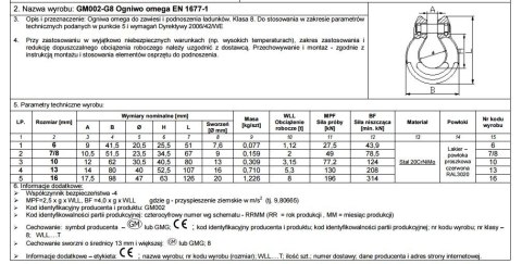 OGNIWO OMEGA G8 6MM WLL 1.12T UN