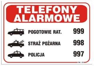 TABLICA 25*17.5CM TELEFONY ALARMOWE UN