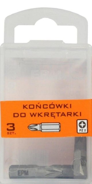 GROT, BIT, KOŃCÓWKA DO WKRĘTARKI 25MM 3SZT. PZ2 EPM