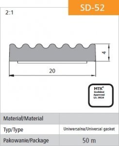 USZCZELKA SAMOPRZYLEPNA CZARNA SD-52/4-0 DGP 20*4 MB STOMIL