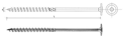 WKRĘT DO DREWNA Z KOŁNIERZEM NA TORX OCYNKOWANY 8*200MM T40 UN