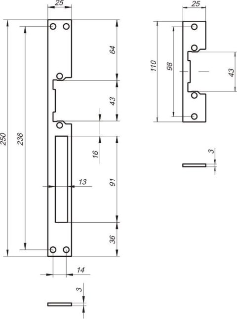 ZACZEP PŁASKI DO ELEKTROZACZEPU RE54 SZEROKOŚĆ 25MM MODEL B LOB