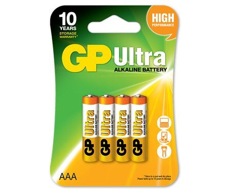 BATERIA ULTRA ALKALINE AAA LR3 1.5V 4SZT GP BATTERY