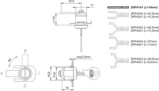 ZAMEK KASETOWY CHROMOWANY ZKP-41 A1 LOB