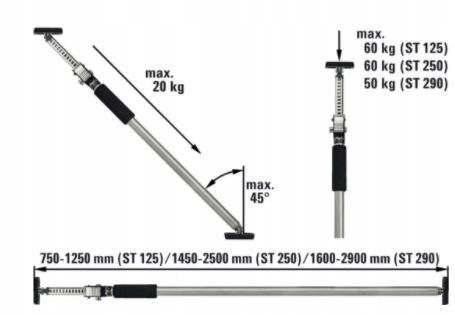 PODPÓRKA SUFITOWA 750-1250MM BESSEY