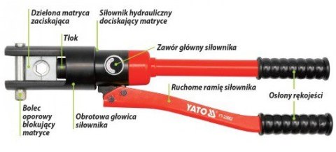 PRASKA HYDRAULICZNA, RĘCZNA DO ZACISKANIA KOŃCÓWEK 16-240MM2 YATO