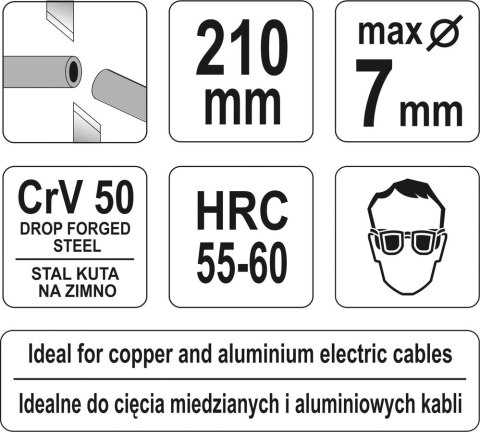 SZCZYPCE DO CIĘCIA PRZEWODÓW 210MM MAX.7MM YATO