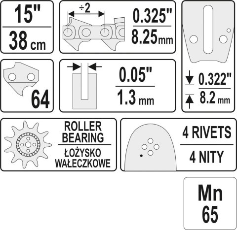 PROWADNICA ŁAŃCUCHA DO PILAREK 15'' 325U YATO