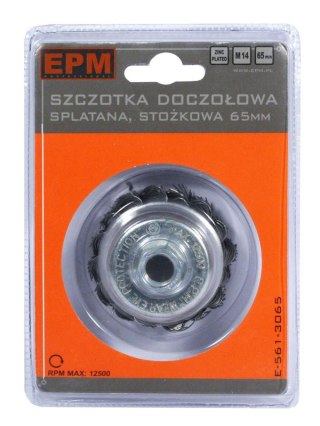 SZCZOTKA DOCZOŁOWA SPLATANA STOŻEK 65MM ZN EPM