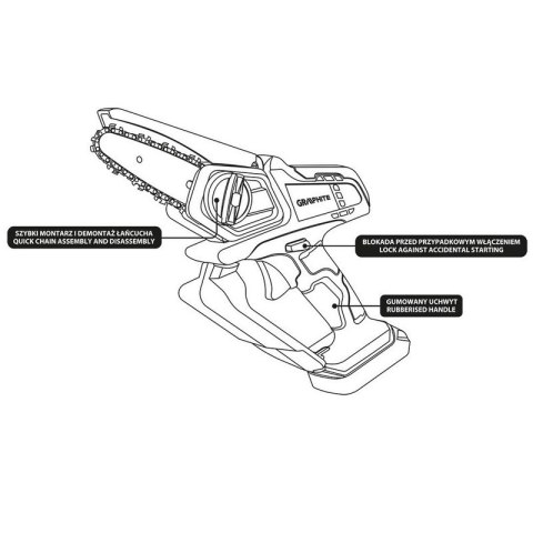 MINI PIŁA ŁAŃCUCHOWA AKUMUL. ENERGY+ 18V LI-LON BEZ AKUMUL. GRAPHITE