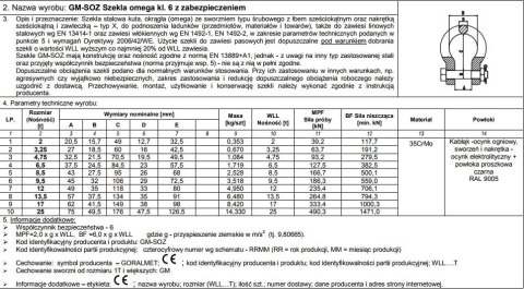 SZEKLA OMEGA Z ZABEZPIECZENIEM KL.6 GM-SOZ 2.0T WLL UN