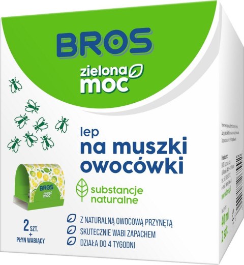 ZIELONA MOC LEP NA MUSZKI OWOCÓWKI 2 SZT BROS