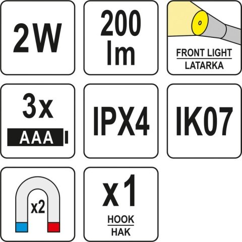LATARKA ROBOCZA 200LM, 3XAAA YATO