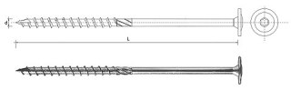 WKRĘT DO DREWNA Z KOŁNIERZEM NA TORX OCYNKOWANY 10*240MM T40 UN