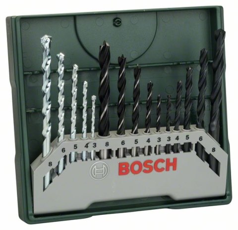 ZESTAW WIERTEŁ DO DREWNA,METALU,BETONU X-LINE 15PC BOSCH