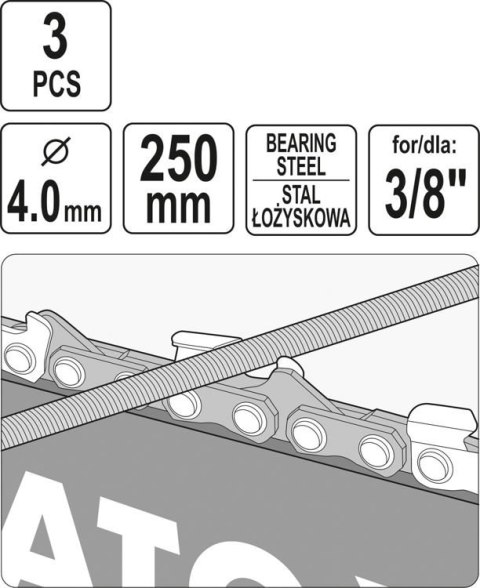 PILNIK OKRĄGŁY DO ŁAŃCUCHÓW 4.0MM 3 SZT. YATO