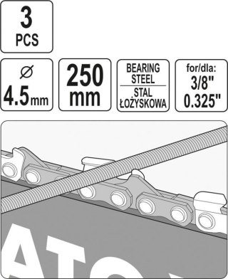 PILNIK OKRĄGŁY DO ŁAŃCUCHÓW 4.5MM 3 SZT. YATO