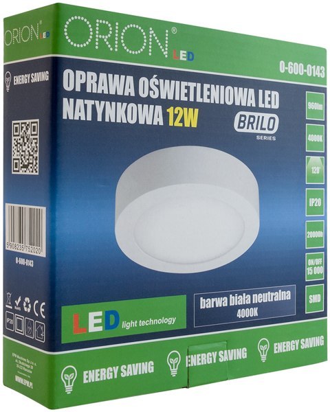 PANEL LED NATYNKOWY OKRĄGŁY BRILO 120MM, 6W, 480LM ORION