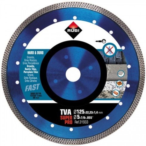 TARCZA DIAMENTOWA DO MAT. TWARDYCH, TURBO VIPER (TVA) 125MM RUBI