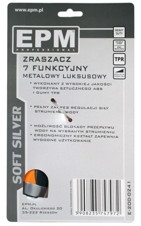 ZRASZACZ PISTOLETOWY REGULOWANY 7-FUNKCYJMY SOFT SILVER EPM