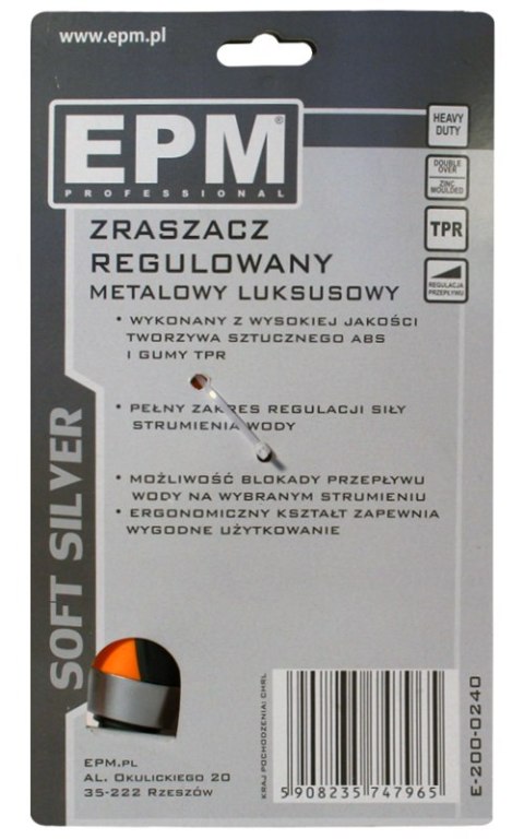 ZRASZACZ PISTOLETOWY REGULOWANY SOFT SILVER EPM