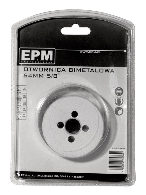 OTWORNICA BI-METALOWA 64MM UCHWYT 5/8'' EPM