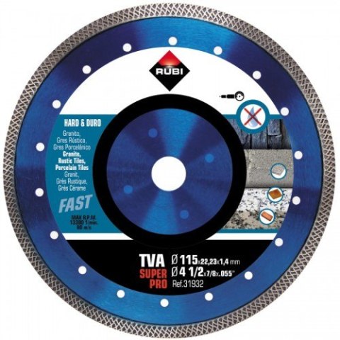 TARCZA DIAMENTOWA DO MAT. TWARDYCH, TURBO VIPER (TVA) 115MM RUBI