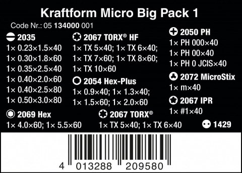 ZESTAW WKRĘTAKÓW KRAFTFORM MICRO 25SZT. WERA