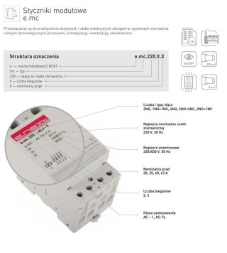 STYCZNIK MODUŁOWY E.MC.220.4.25.4NO 4P 25A 4NO ENEXT