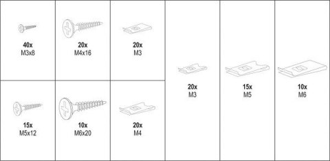 WKRĘTY /PODKŁADKI DO KAROSERII MIX 170SZT YATO